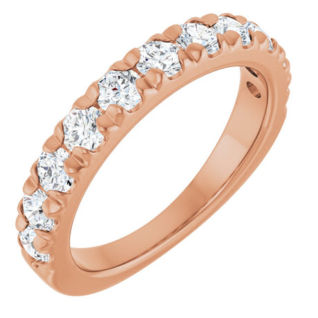 14K Rose Gold 1 CTW Natural Diamond French-Set Anniversary Band