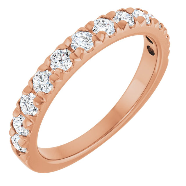 14K Rose 3/4 CTW Natural Diamond French-Set Anniversary Band