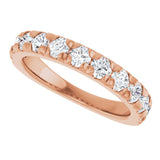 14K Rose 1 CTW Natural Diamond French-Set Anniversary Band