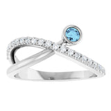 14K White Natural Aquamarine & 1/5 CTW Natural Diamond Ring