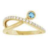 14K Yellow Gold Natural Aquamarine & 1/5 CTW Natural Diamond Ring