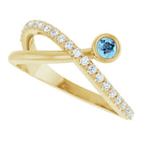 14K Yellow Gold Natural Aquamarine & 1/5 CTW Natural Diamond Ring