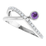 14K White Natural Amethyst & 1/5 CTW Natural Diamond Ring