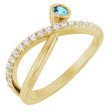 14K Yellow Gold Natural Aquamarine & 1/5 CTW Natural Diamond Ring