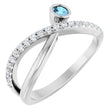 14K White Natural Aquamarine & 1/5 CTW Natural Diamond Ring