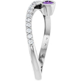 14K White Natural Amethyst & 1/5 CTW Natural Diamond Ring