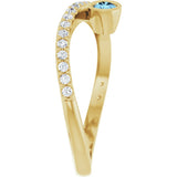 14K Yellow Gold Natural Aquamarine & 1/5 CTW Natural Diamond Ring
