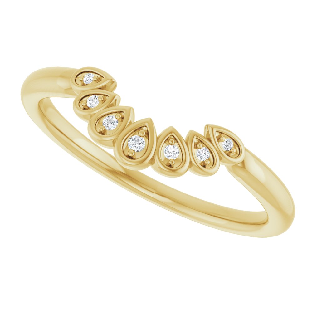 14K Yellow .025 CTW Natural Diamond Vintage-Inspired Contour Band