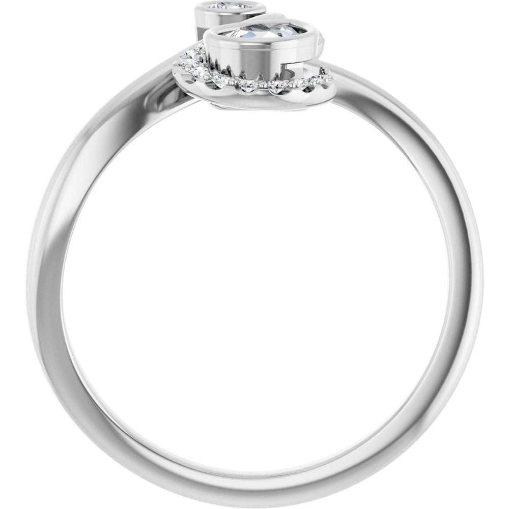 14K White 1/2 CTW Natural Diamond Bezel-Set Bypass Ring