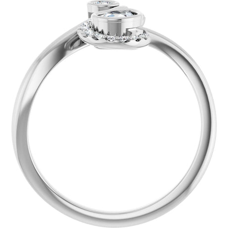 14K White Gold 1/2 CTW Natural Diamond Bezel-Set Bypass Ring  