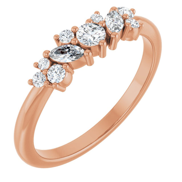 14K Rose Gold 1/3 CTW Natural Diamond Multi-Shape Ring  