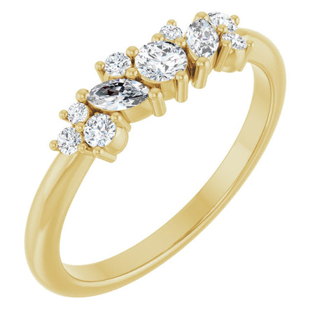 14K Yellow 1/3 CTW Natural Diamond Multi-Shape Ring  