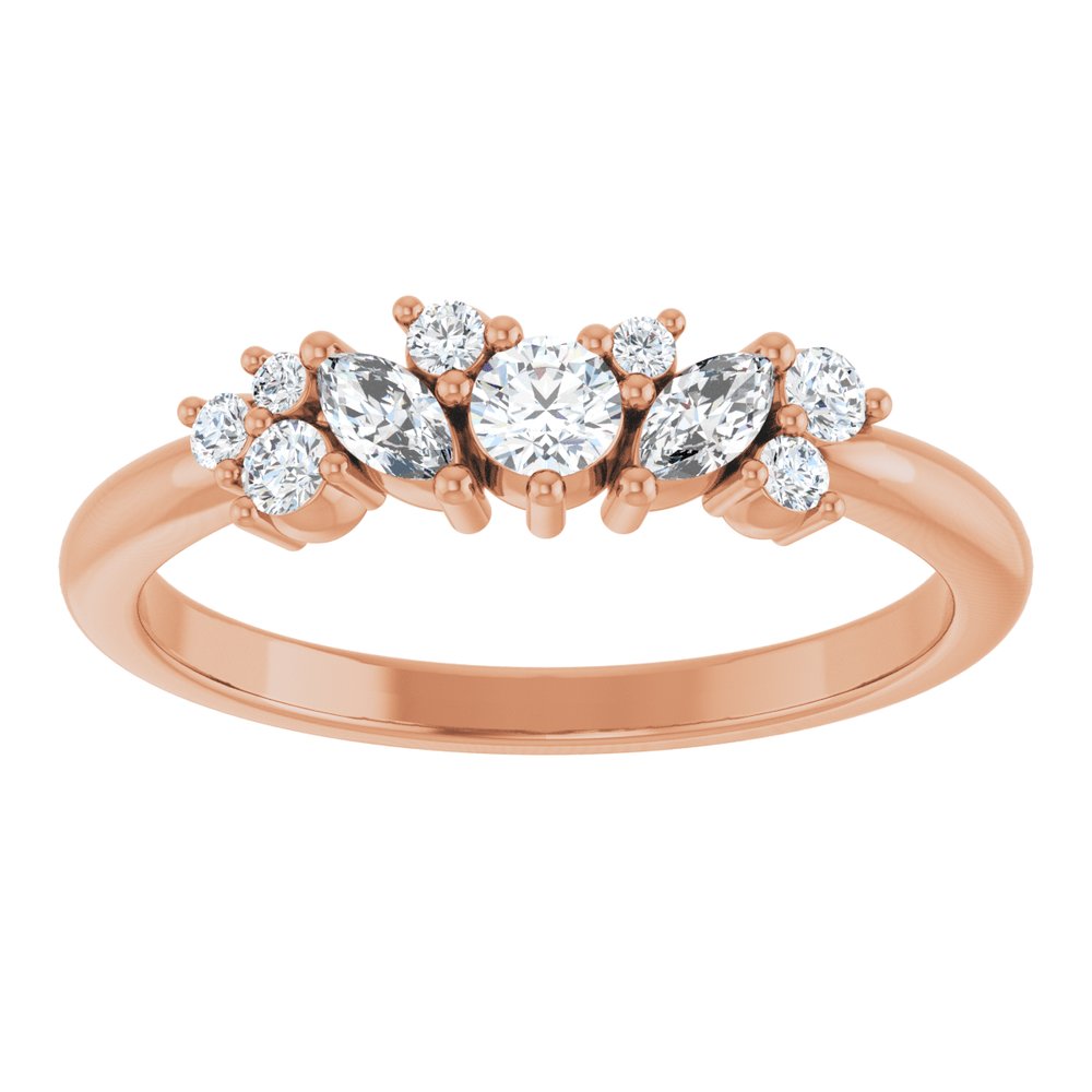 14K Rose 1/3 CTW Natural Diamond Multi-Shape Ring