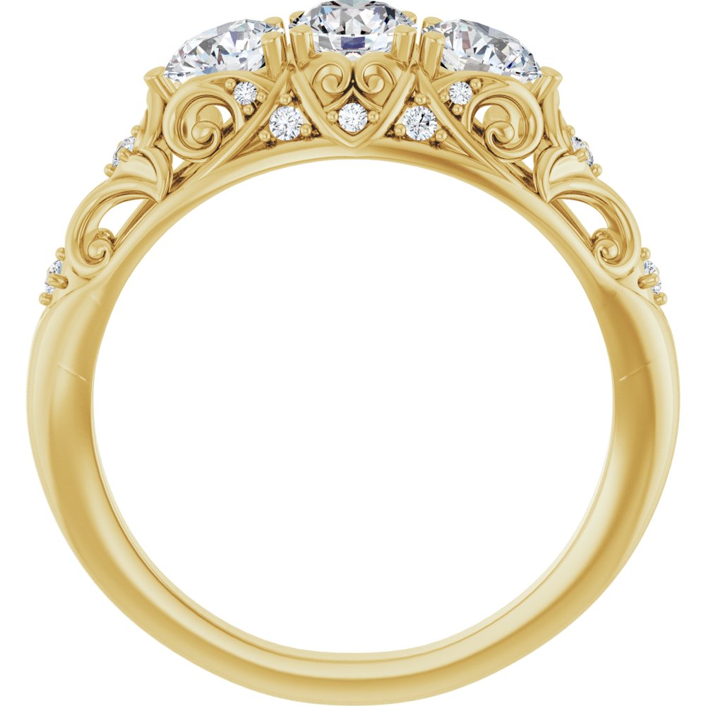 14K Yellow 1 CTW Natural Diamond Three-Stone Vintage-Inspired Anniversary Band