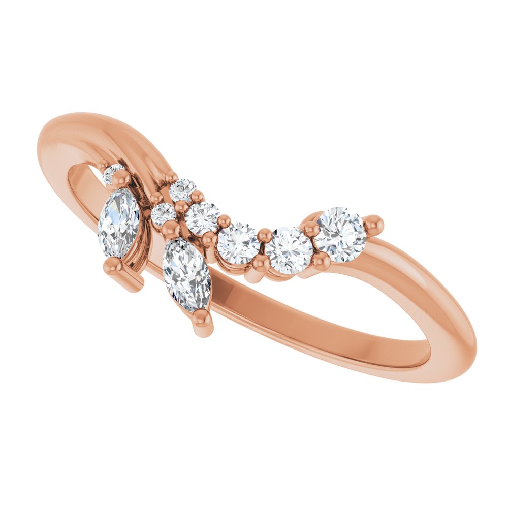 14K Rose Gold 1/5 CTW Natural Diamond Contour Band