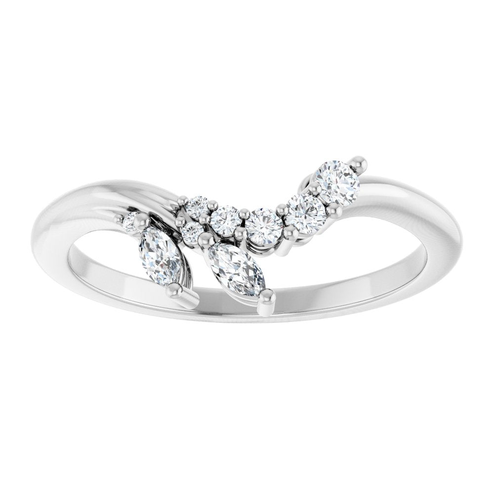 14K White 1/5 CTW Lab-Grown Diamond Contour Band