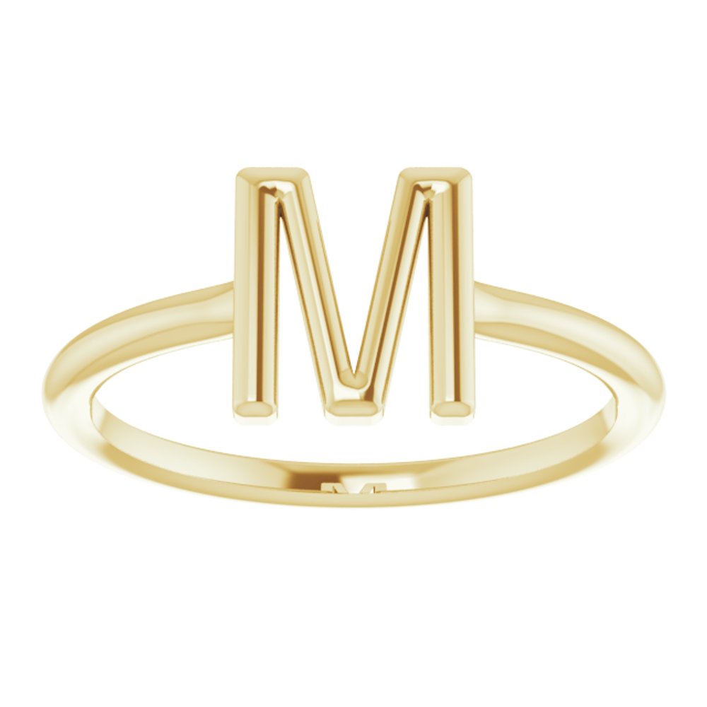 14K Yellow Initial M Ring