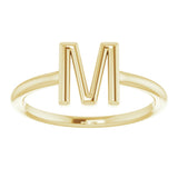 14K Yellow Initial M Ring