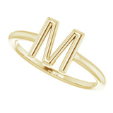 14K Yellow Initial M Ring