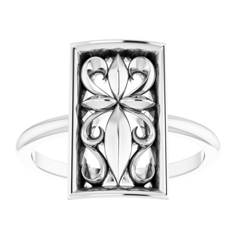 Sterling Silver Vintage-Inspired Cross Ring