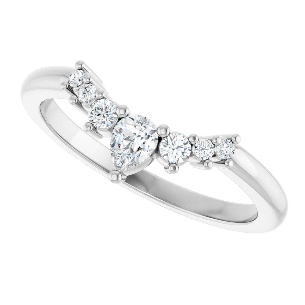 14K White 1/4 CTW Natural Diamond Contour Band