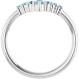 Sterling Silver Natural Aquamarine Graduated V Ring