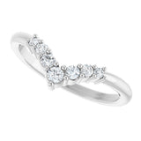 14K White 1/6 CTW Natural Diamond Graduated V Ring