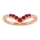 14K Rose Natural Ruby Graduated V Ring