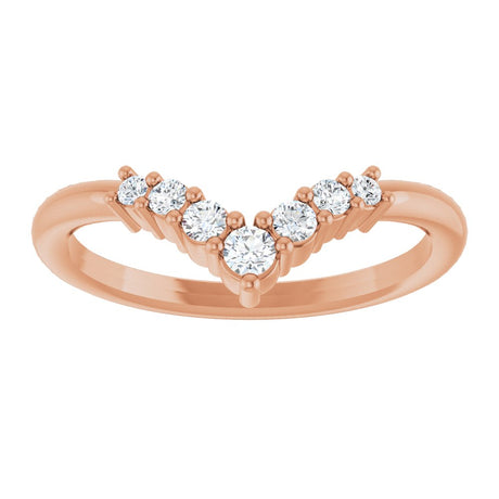 14K Rose 1/6 CTW Natural Diamond Graduated V Ring