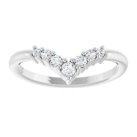 14K White Gold 1/6 CTW Natural Diamond Graduated V Ring