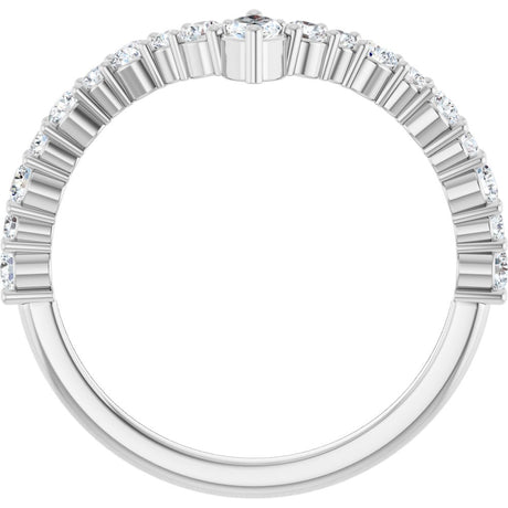 14K White Gold 1/2 CTW Natural Diamond V Ring