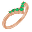 14K Rose Natural Emerald Graduated V Ring