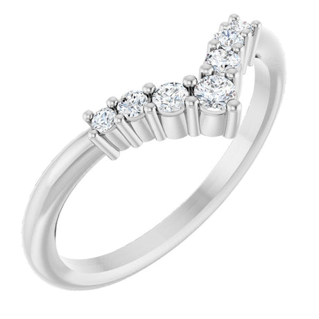 14K White 1/6 CTW Natural Diamond Graduated V Ring