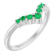 Sterling Silver Natural Emerald Graduated V Ring