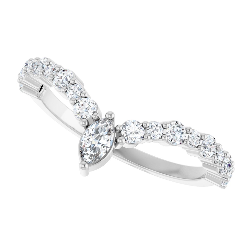 Platinum 1/2 CTW Natural Diamond V Ring