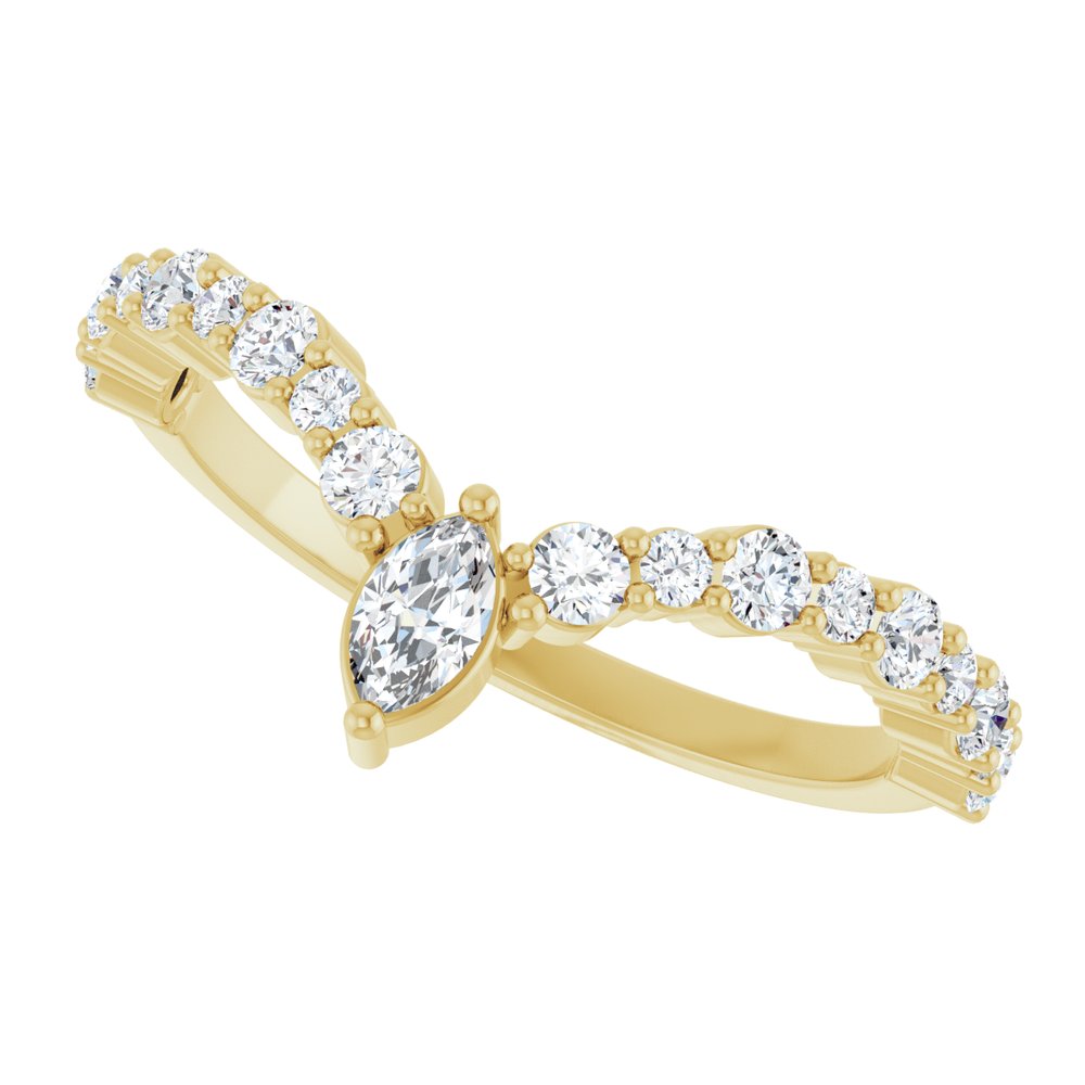 14K Yellow 1/2 CTW Natural Diamond V Ring