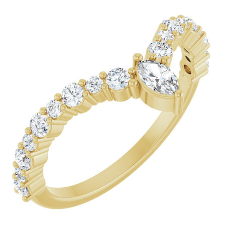 14K Yellow 1/2 CTW Natural Diamond V Ring