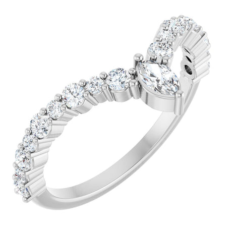 14K White Gold 1/2 CTW Natural Diamond V Ring