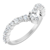 14K White 1/2 CTW Natural Diamond V Ring