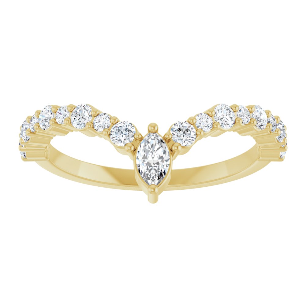 14K Yellow Gold 1/2 CTW Natural Diamond V Ring
