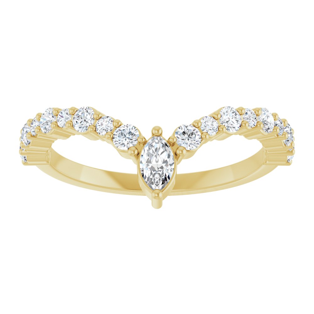 14K Yellow 1/2 CTW Natural Diamond V Ring