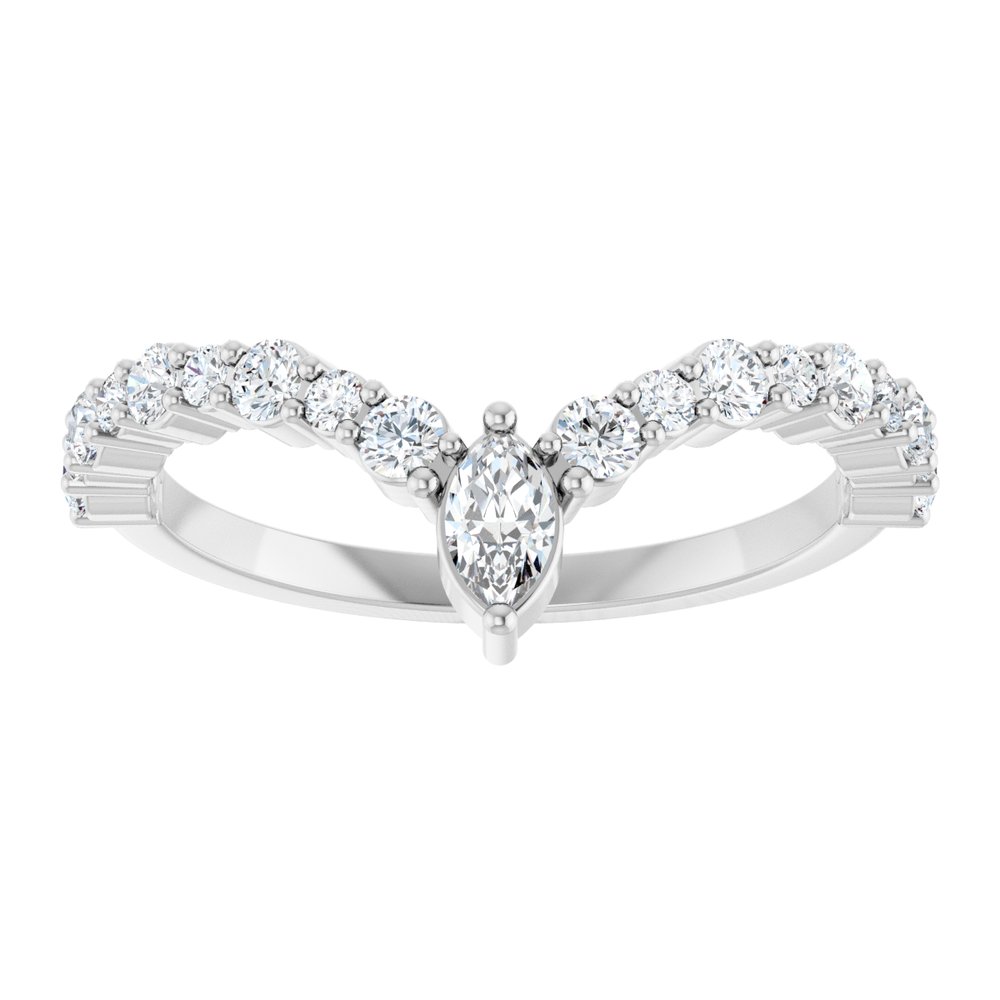 14K White 1/2 CTW Natural Diamond V Ring