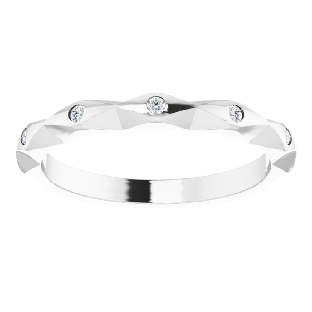 14K White .08 CTW Natural Diamond Stackable Anniversary Band