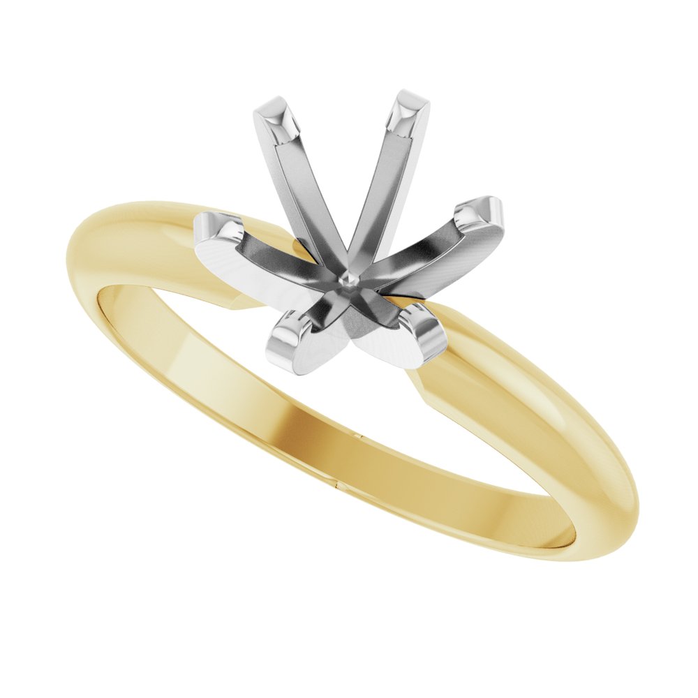 14K Yellow & Platinum 7.8-8.6 mm Round 6-Prong Heavy Solitaire Ring Mounting