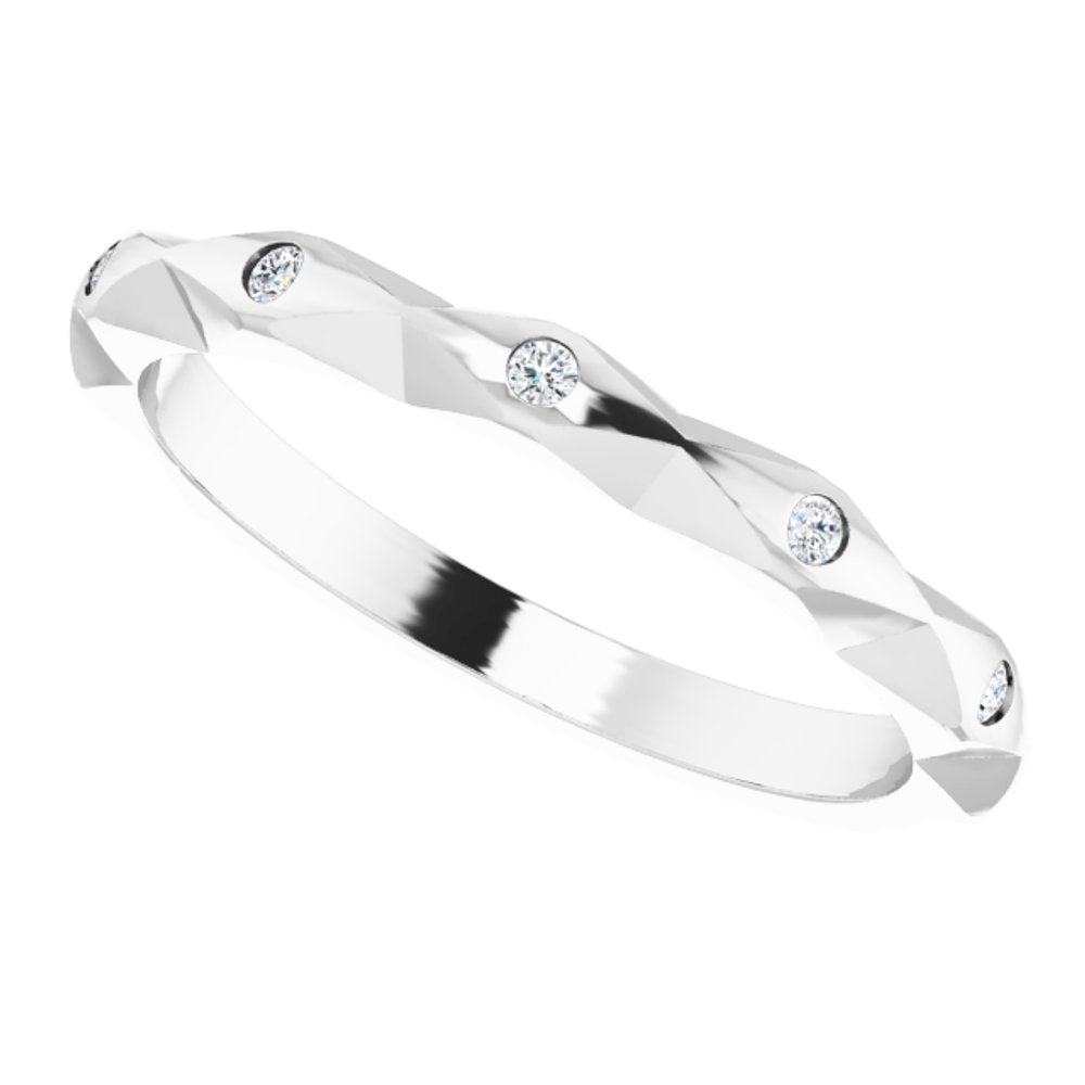 14K White .08 CTW Natural Diamond Stackable Anniversary Band