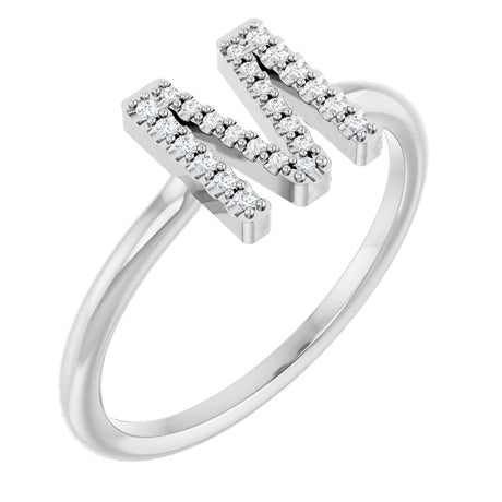 14K White .07 CTW Natural Diamond Initial M Ring