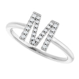 14K White .07 CTW Natural Diamond Initial M Ring