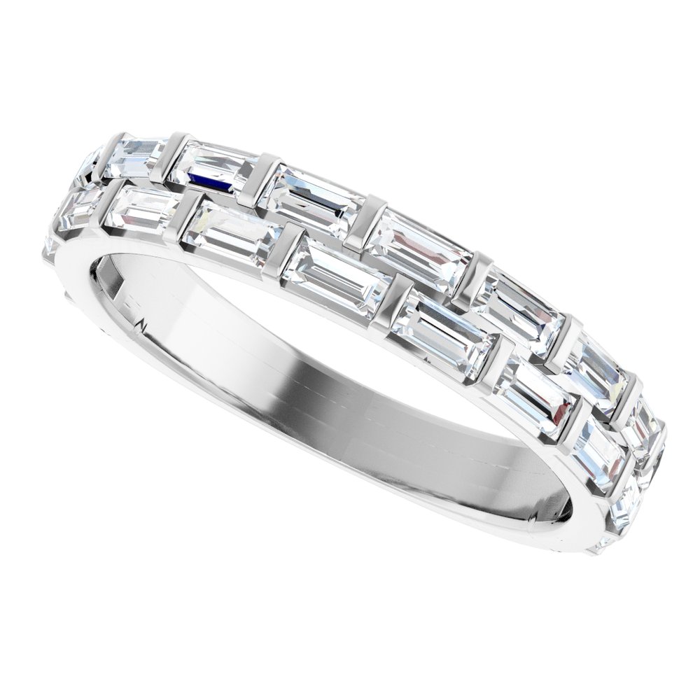 14K White 9/10 CTW Natural Diamond Double Row Anniversary Band