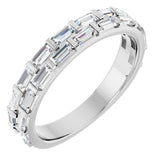 14K White 9/10 CTW Natural Diamond Double Row Anniversary Band