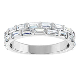 14K White 9/10 CTW Natural Diamond Double Row Anniversary Band